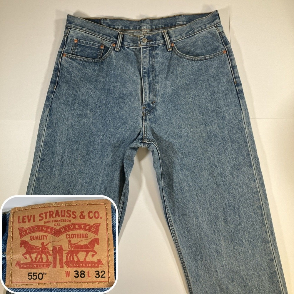 Levi's‎ 550 Jeans Mens 38x32 Relaxed Fit Tapered Medium Wash Blue Denim
